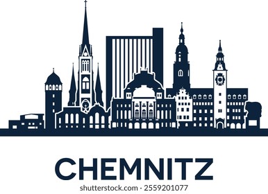 Chemnitz Skyline - Modern Vector Silhouette