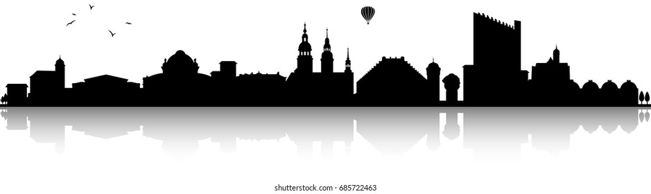 Chemnitz skyline silhouette black