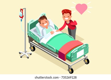 Chemotherapy IV stand. flat isometric people in flat design. Vector illustration.