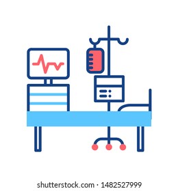 Chemotherapy line color icon. Hospital ward, intensive therapy. Medical treatment. Palliative care. Sign for web page, mobile app, button, logo. Vector isolated element. Editable stroke.