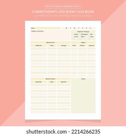 Chemotherapy Log Book | Chemotherapy Note Book | Chemotherapy Notes | Chemotherapy Printable Template