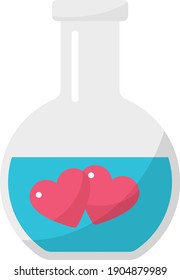 Chemsitry Between Two Hearts Stock, Love Reaction Cocnept, Wedding Bond Design, Science Geeks gift ideas Flat Vector Icon, Valentines Day Gift Idea on White background,