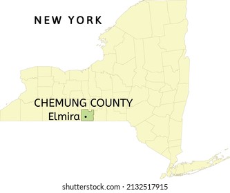 Chemung County And City Of Elmira Location On New York State Map