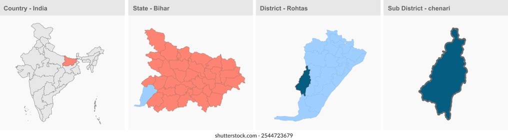 chenari map (District Rohtas, State Bihar, Republic of India), Rohtas District, Bihar State, Republic of India, Government of Bihar, Indian territory, Eastern India, politics, village, tourism