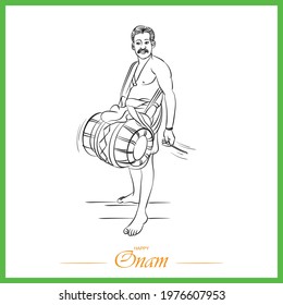 chenda melam black and white vector illustration