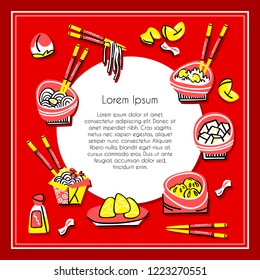 Chenese food vector illustration. flyer template