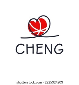 Cheng Calligraphy male name, Vector illustration.