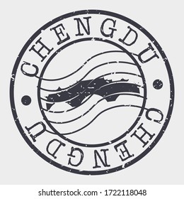 Chengdu, Sichuan, China Stamp Postal. Building Silhouette Seal. Passport Round Design. Famous Monument Vector Icon Retro Travel Design.