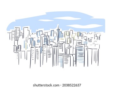 Chengdu Sichuan China vector sketch city illustration line art sketch