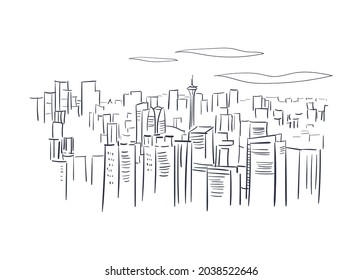 Chengdu Sichuan China vector sketch city illustration line art sketch