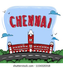 Chennai Central Railway Station Illustration