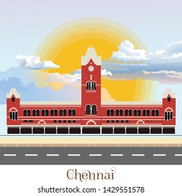 Chennai Central Railway Station Vector Design