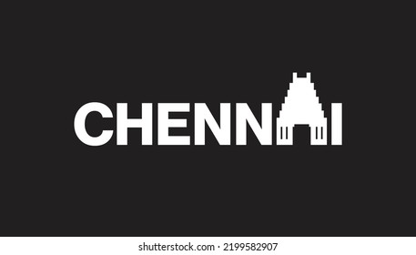 Chennai. Chennai Stadt konzeptuelles Logo mit ikonischem Ort.