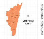 Chennai City map illustration. Map of the City in India