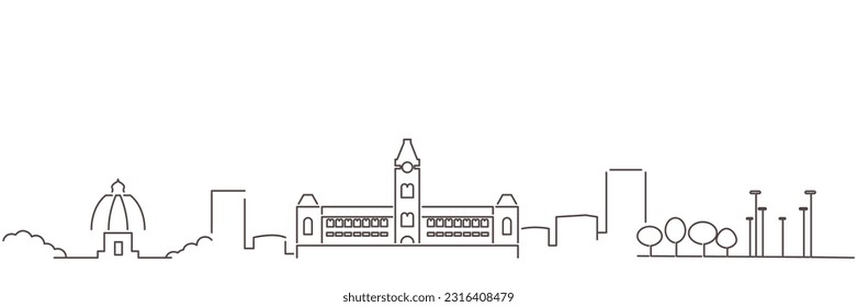 Chennai Dark Line Simple Minimalist Skyline With White Background