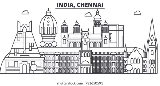 Chennai India Architecture Line Skyline Illustration Stock Vector ...