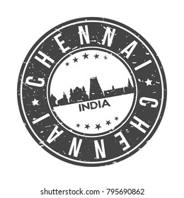 Chennai India Asia Stamp Logo Icon Symbol Design Skyline City.