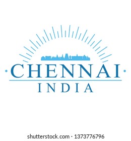 Chennai India. Banner Design. City Skyline. Silhouette Vector. Famous Monuments.