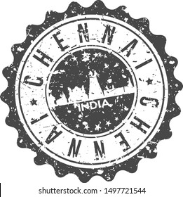 Chennai India City Skyline. Silhouette City. Design Vector. Famous Monuments.