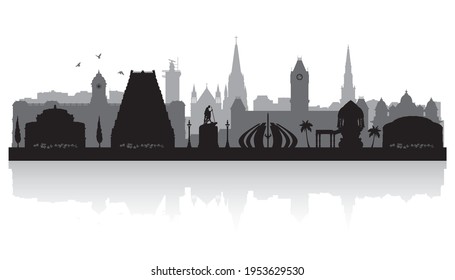 Chennai India city skyline vector silhouette illustration