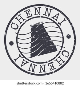 Chennai India Stamp Postal. Silhouette Seal. Passport Round Design. Vector Icon. Design Retro Travel. National Symbol.