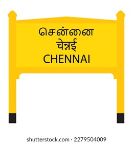 Cartel de nombres de los trenes de cruce de Chennai aislado en blanco