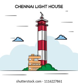 Chennai Light House Illustration