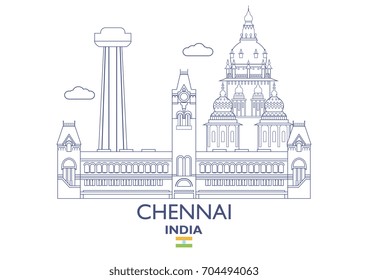 Chennai Linear City Skyline, India