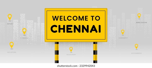 Chennai Metro City SIgnage location board vector illustration