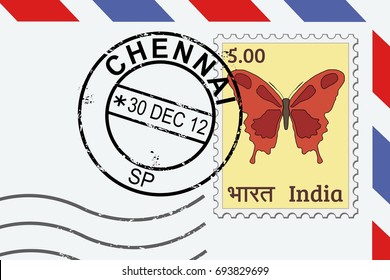 Chennai postage stamp - India post stamp on a lettern.
