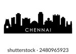 Chennai skyline silhouette. Black Chennai city design isolated on white background. 