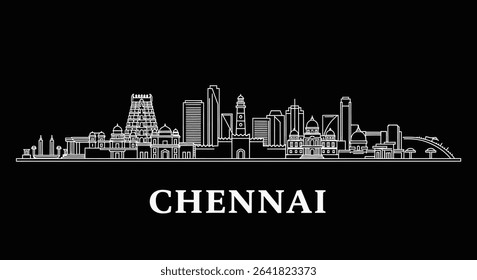 Chennai Skyline Vector with India, and Cityscape.