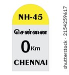 Chennai zero km Milestone vector illustration