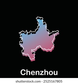 Chenzhou City of China map vector illustration, vector template with outline graphic sketch style, suitable for your company