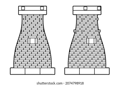 Cheomseongdae is an astronomical observatory in Gyeongju, South Korea. Cheomseongdae is the oldest surviving astronomical observatory in Asia, and possibly even the world. Vector line illustrations.