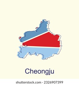 Mapa de Cheongju ilustración vectorial sobre fondo blanco, mapa detallado de la plantilla de diseño de vectores de Corea del Sur, fronteras nacionales e importantes ilustraciones de ciudades
