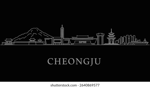Cheongju Skyline Minimalist Vector Korea.