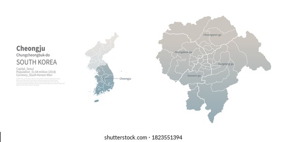 cheongju-si map. Map by Administrative Region of Korea.