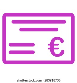 Cheque from BiColor Euro Banking Icon Set. Vector style: flat, violet symbol, rounded angles, white background.