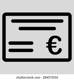 Cheque from BiColor Euro Banking Icon Set. Vector style: flat, black symbol, rounded angles, light gray background.