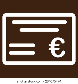 Cheque from BiColor Euro Banking Icon Set. Vector style: flat, white symbol, rounded angles, brown background.