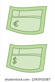 Cheque or bill  - euro and dollar sign