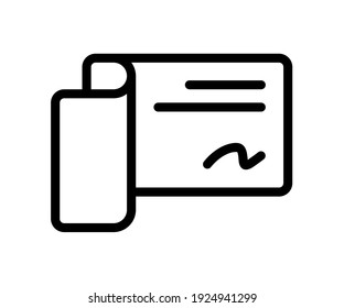 cheque bill invoice single isolated icon with outline line style