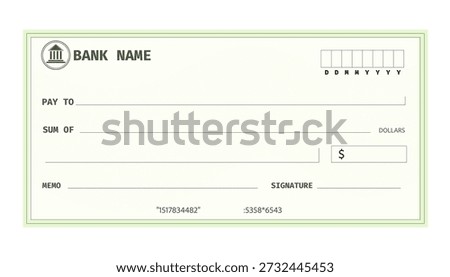 Cheque blank template design, paper mockup, bill or voucher form sample. Money payment bank check voucher or pay cash cheque certificate, account bill paycheck.