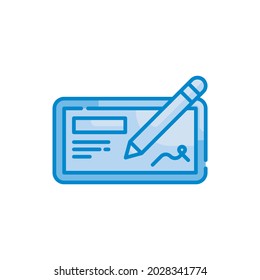 cheque book vector blue colours icon style illustration. EPS 10 file