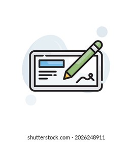 cheque book vector outline filled icon style illustration. EPS 10 File