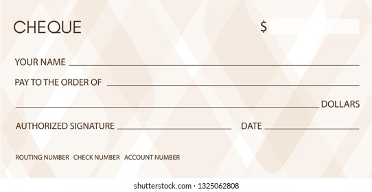 Cheque Check Chequebook Template Background Pattern Stock Vector ...