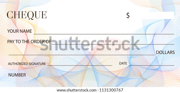 Cheque Check Template Chequebook Template Blank Stock Vector (Royalty ...