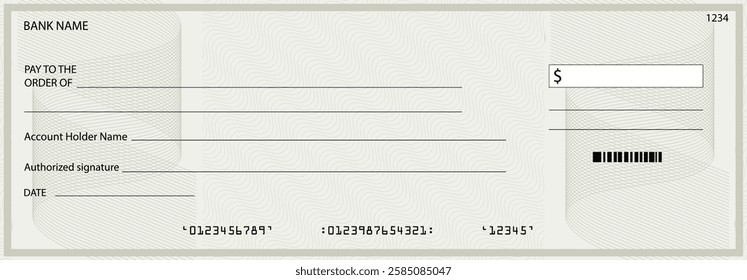 Cheque or coupon cash, guilloche award bill, check or checkbook from bank, currency watermark, payment spirograph, voucher financial pattern, vector illustration