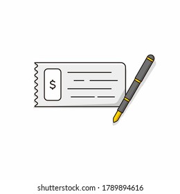 cheque or current account with a pen cartoon illustration vector